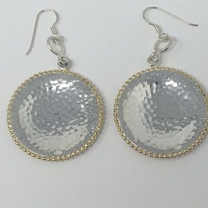 Designer Sterling Silver Hammered Signed Earrings